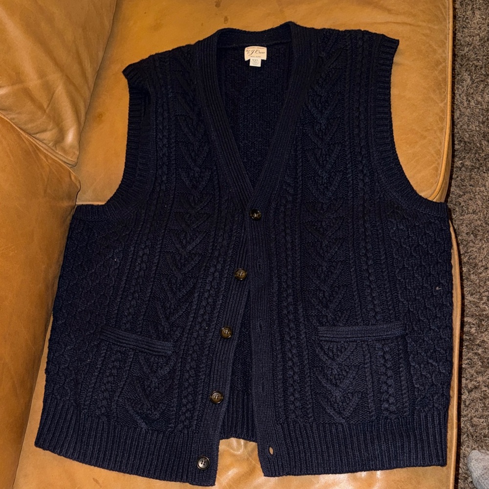 J. Crew Navy Cable Knit Vest